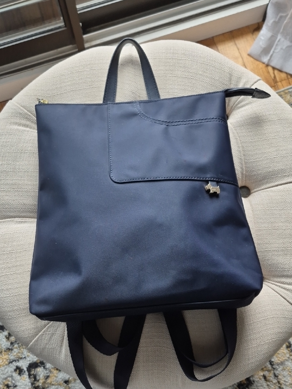 Radley London Navy Blue Scottie Dog Tag Backpack Purse. Super Cute!